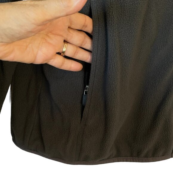 Lands' End Grey Microfleece Women's Windcheck Jacket with Navy Mock Neck 16 - Picture 3 of 10